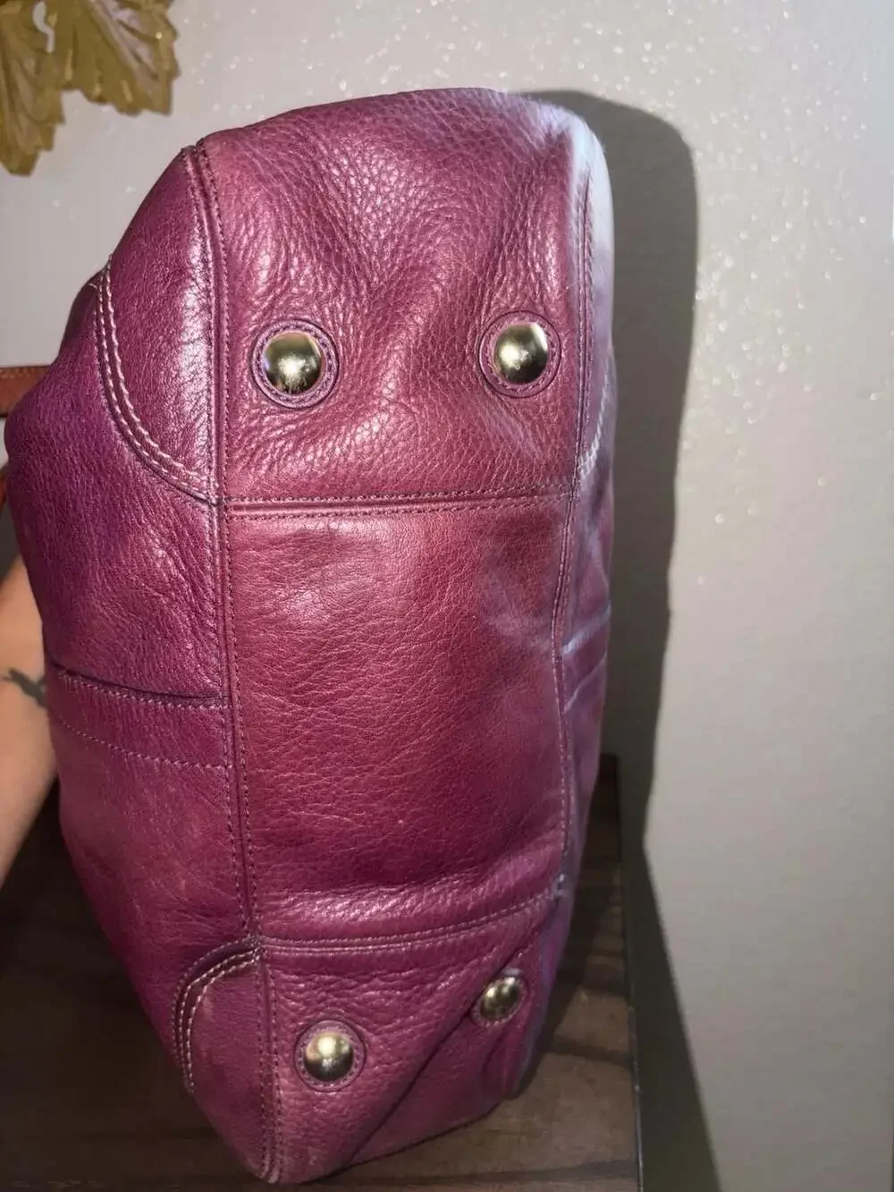 Coach Purple Leather Hamptons Carryall Tote Bag